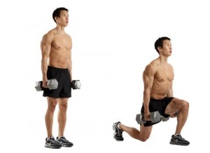 Выпады с гантелями